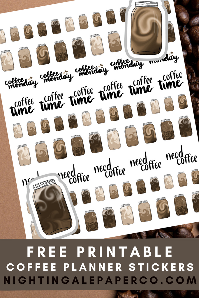 Free Printable Coffee Planner Stickers with Scripts – Nightingale Paper Co