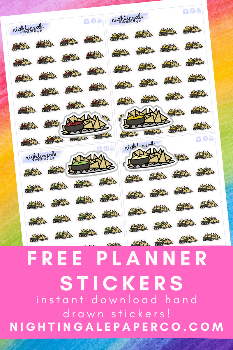 Free Chips and Salsa/Chips and Guac Planner Stickers