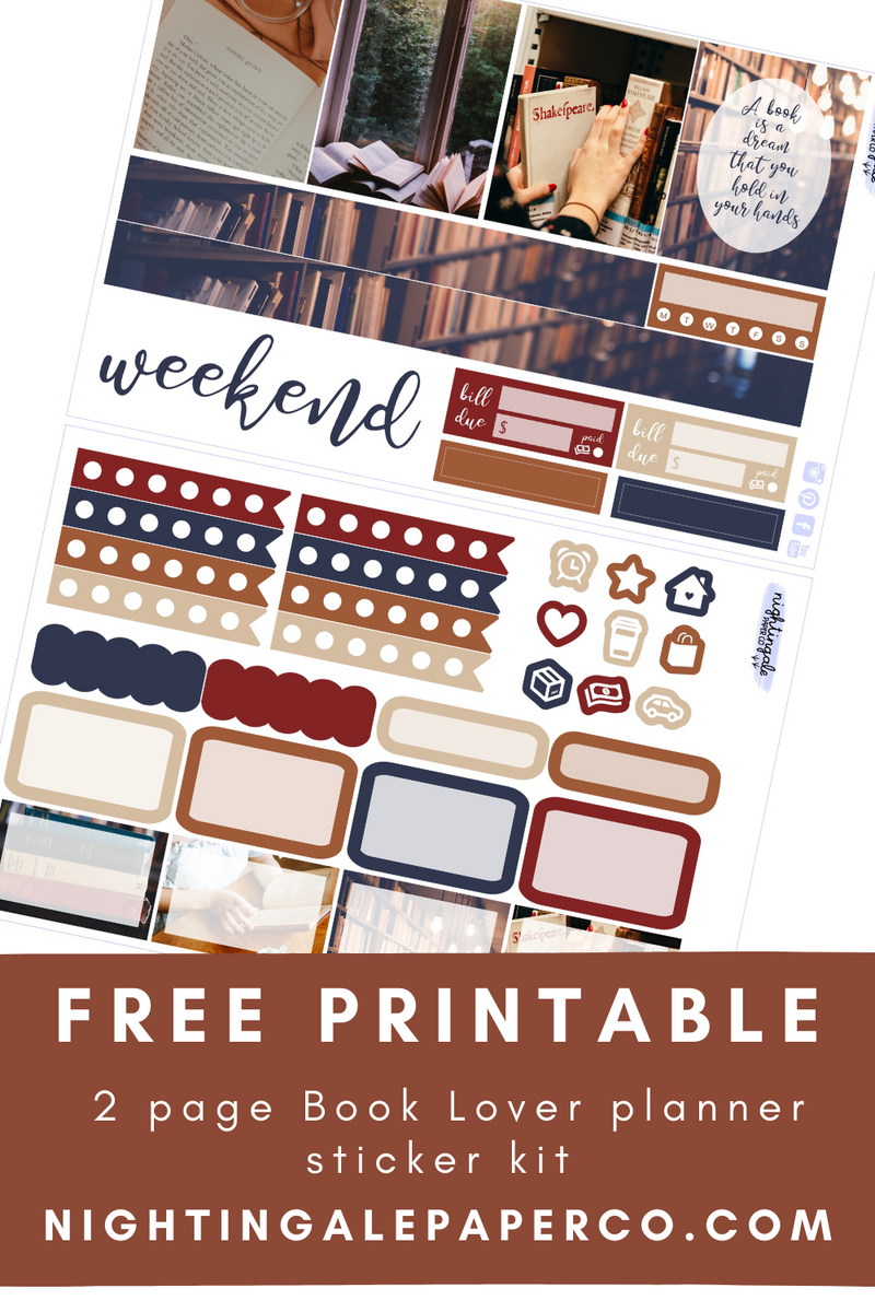 Free Printable 2 Page Book Lover Kit