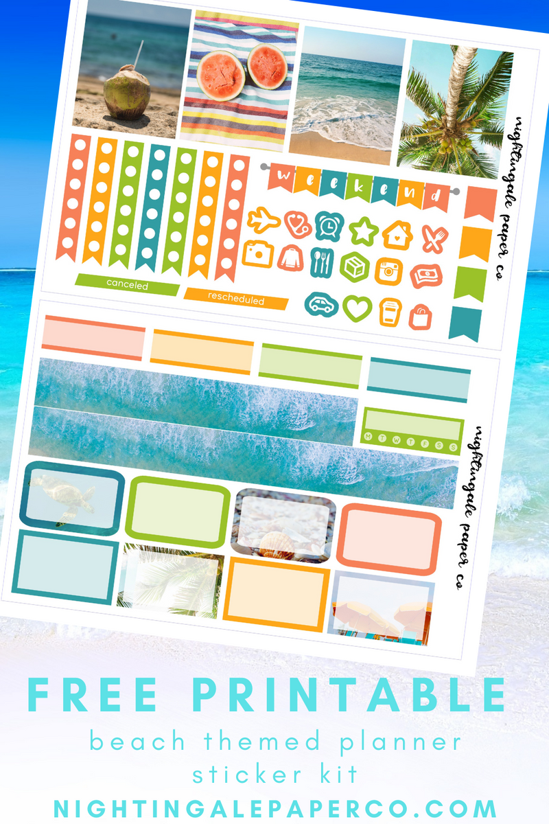 Free Printable Planner Sticker Kit - Beach Theme! 🏝