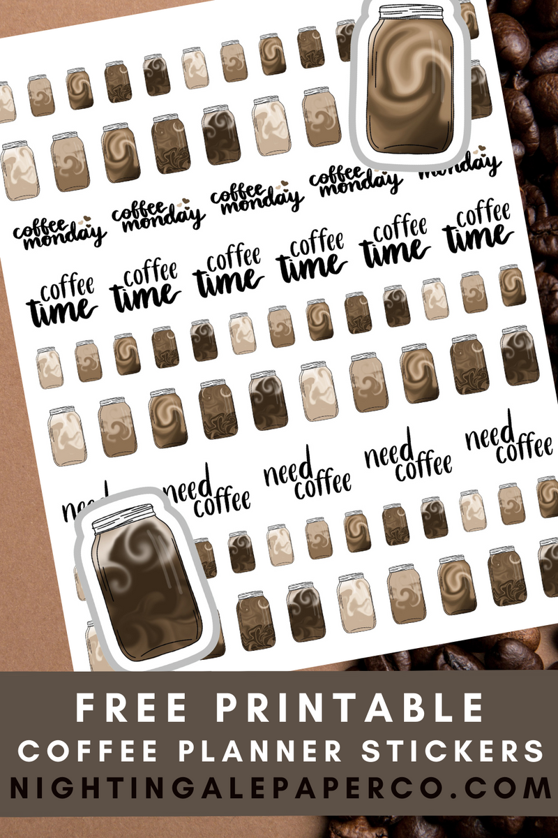 Free Printable Coffee Planner Stickers with Scripts