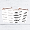 Clear Days of the Week Stickers