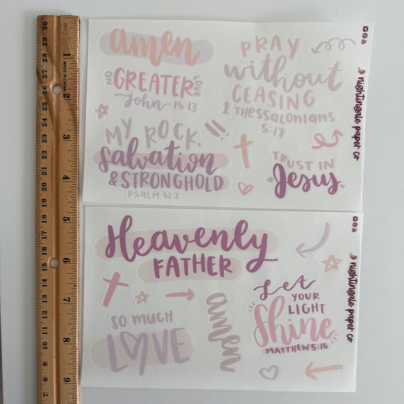 Clear Rose Quartz Bible Journaling Sticker Set