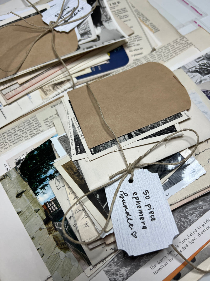 50 Piece Vintage Ephemera Bundle for Junk Journaling Scrapbooking