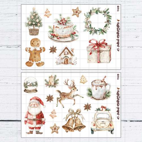 Clear Rustic Christmas Deco Stickers