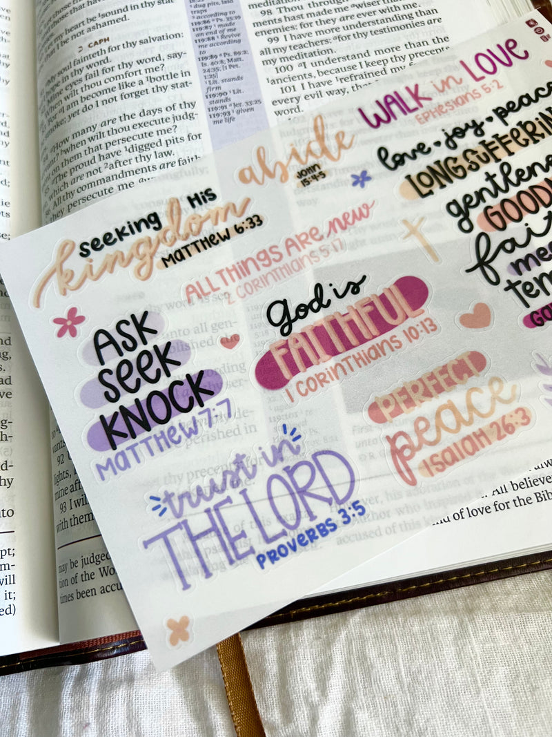Clear Tropical Sunset Bible Journaling Sticker Sheet