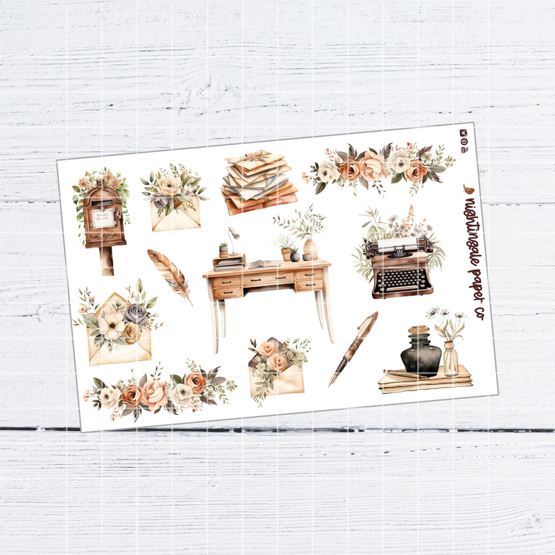Clear Floral Desk Deco Stickers