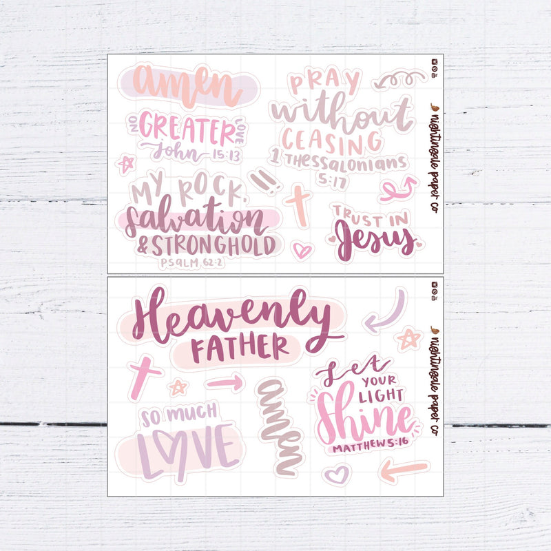 Clear Rose Quartz Bible Journaling Sticker Set