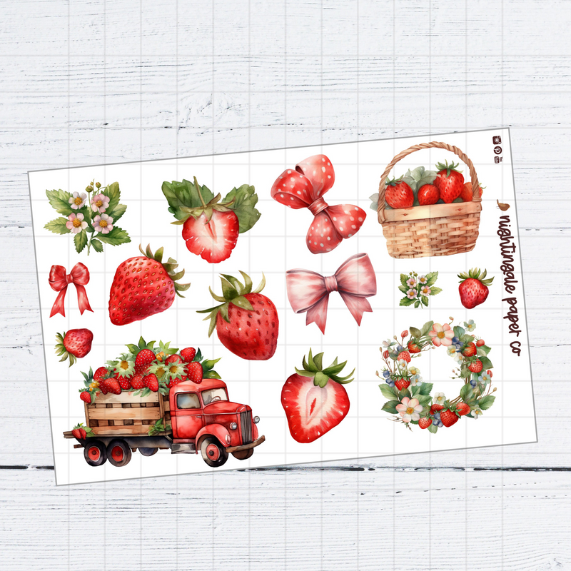 Clear Strawberry Deco Stickers
