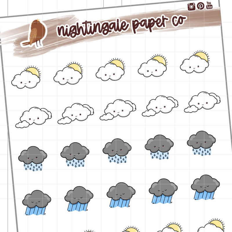 Weather Doodles (Sun, Rain, Clouds)